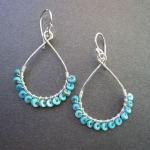 Aphrodite 39 Hammered Drop Hoop With Turquoise..