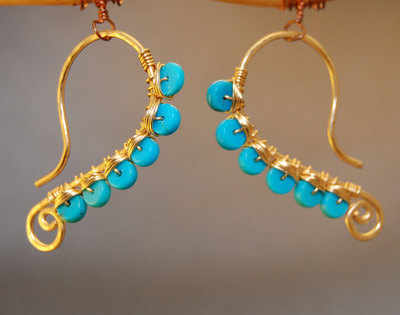 Luxe Bijoux 47 Hammered Wire Wrapped With Turquoise